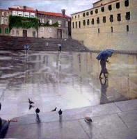 Paraguas en la plaza